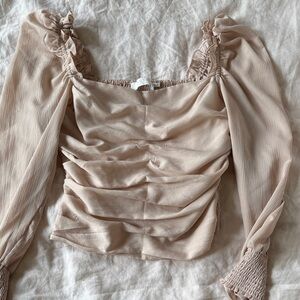 ASTR Beige Ruched Women's Top